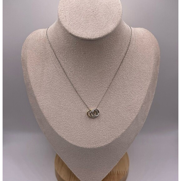 Michael Kors Haute Hardware Tri-Tone Pave Pendant 925 Sterling Silver Necklace - Picture 1 of 11